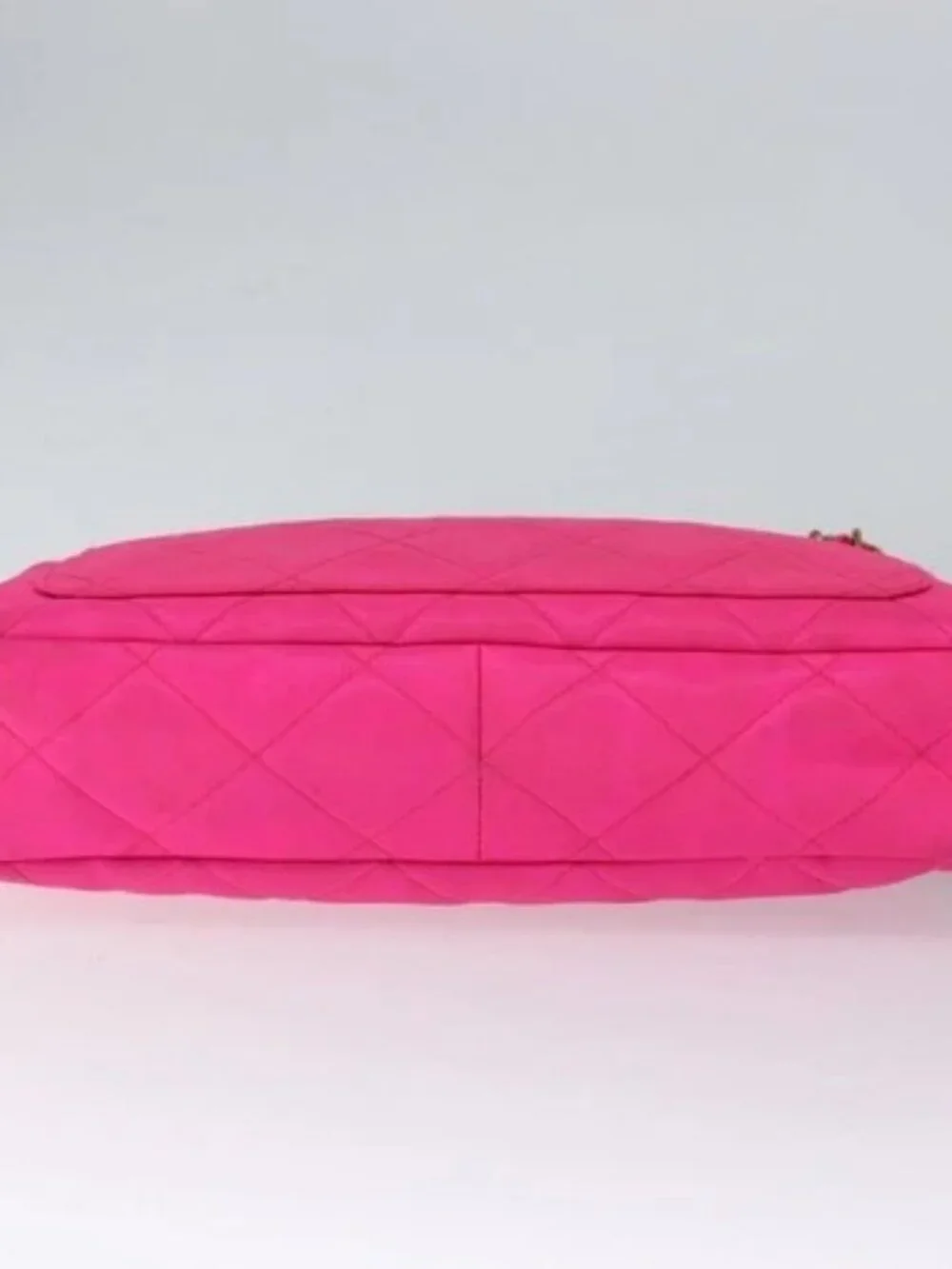 CHANEL Matelasse Chain Shoulder Bag Nylon Pink Gold CC Auth 149222